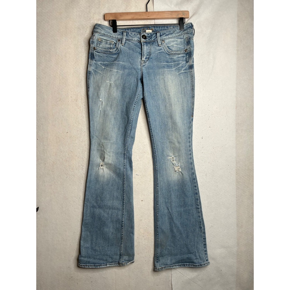 VTG Silver Jeans Co Eden‎ Bootcut Light Wash Distressed Jeans 29/35 L1615SFD138